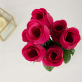 12 Bushes | Fuchsia Artificial Premium Silk Flower Rose Bud Bouquets