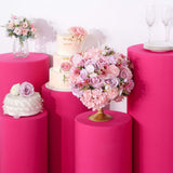 Set of 5 Fuchsia Cylinder Stretch Fitted Pedestal Pillar Prop Covers