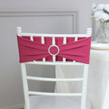 5 pack | 5"x14" Fuchsia Spandex Stretch Chair Sash with Silver Diamond Ring Slide Buckle