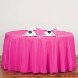 132Inch Fuchsia Seamless Polyester Round Tablecloth