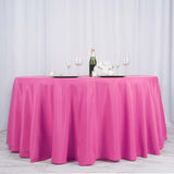 132Inch Fuchsia Seamless Polyester Round Tablecloth