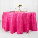 120inch Fuchsia Accordion Crinkle Taffeta Round Tablecloth