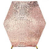 Blush Big Payette Sparkle Sequin Hexagon Wedding Arch Cover, Shiny Shimmer Backdrop Stand Cover