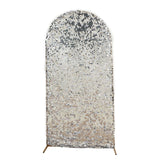 7ft Sparkly Silver Double Sided Big Payette Sequin Chiara Backdrop Stand Cover For Fitted Round Top 