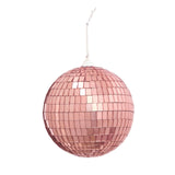 4inch Blush / Rose Gold Foam Disco Mirror Ball With Hanging Strings, Holiday Christmas Ornaments