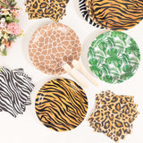 60 Pcs Animal Safari Print Disposable Dinnerware Set, Jungle Theme