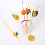 50 Pack | Multi-Colored Tropical Fruit Luau Pool Party Drinking Straws