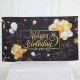 6ftx3ft Black / Gold Happy Birthday Polyester Background Banner