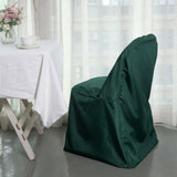 Hunter Emerald Green Polyester Folding Chair Cover, Reusable Stain Resistant Slip On Chair Cover