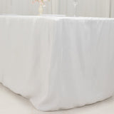 6ft White Open Back Fitted Polyester Rectangle Tablecloth, Trade Show Table Cover