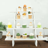 21inch Rustic Whitewashed 4-Tier Wooden Ladder Shelf Cupcake Stand