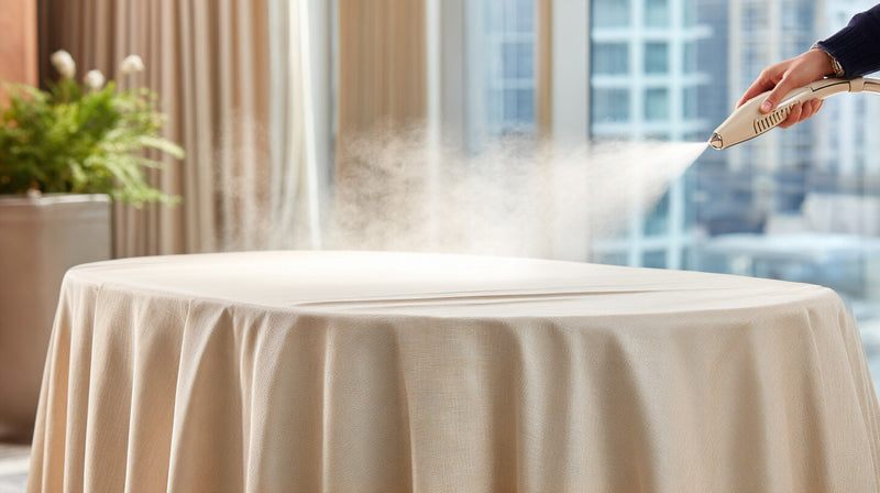 Using Garment Steamer on Polyester Tablecloth to avoid wrinkle