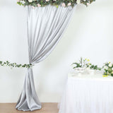 8ftx10ft Silver Satin Formal Event Backdrop Drape, Window Curtain Panel