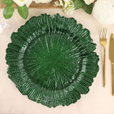 6 Pack 13inch Hunter Emerald Green Round Reef Acrylic Plastic Charger Plates, Dinner Charger Plates