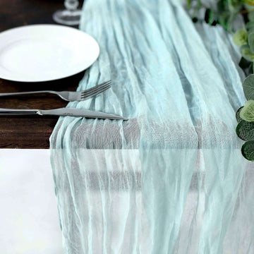 Gauze Cheesecloth 10ft Table Runner Light Blue - Rustic Boho Style