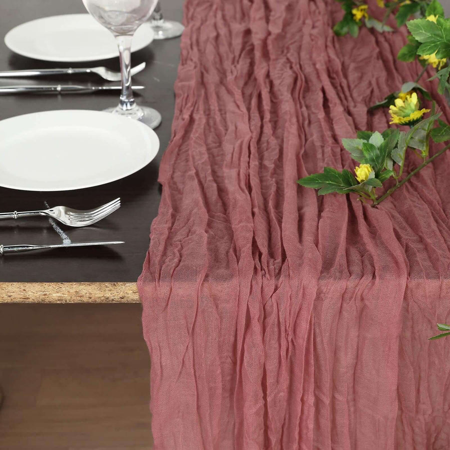 10ft Mauve / Cinnamon Rose Gauze Cheesecloth Boho Table Runner