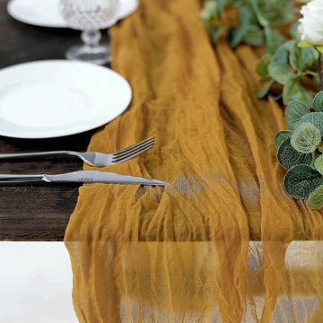 Gauze Cheesecloth 10ft Table Runner Mustard Yellow - Rustic Boho Style