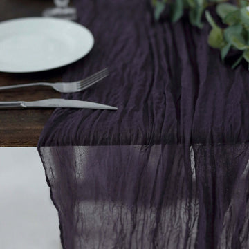 Gauze Cheesecloth 10ft Table Runner Purple - Rustic Boho Style