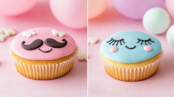 gender reveal- lashes and moustaches