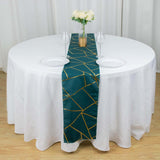 9ft Peacock Teal With Gold Foil Geometric Pattern Table Runner