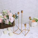 12inch Gold Metal 5-Arm Geometric Taper Candle Holder Candelabra, Wedding Table Centerpiece