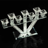 12inch Crystal Glass Candelabra With Crystal Filler 7-Branch Taper Candle Stick Holder Stand