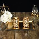 2 Pack | 4inch Gold Metal Diamond Cut Votive Candle Holders