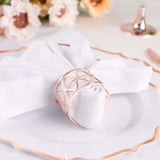 5 Pack | Metallic Blush/Rose Gold Geometric Napkin Rings, Paper Napkin Holders