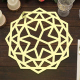 6 Pack Metallic Gold Foil Laser Cut Geometric Star Table Mats, 13inch Round Disposable Cardboard