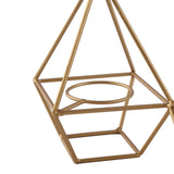 16Inch Long Gold Linked Geometric Tealight Candle Holder Set With Votive Glass Holders#whtbkgd