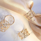 5 Pack | Metallic Gold Napkin Rings For Birthday Party and Weddings Decor with Geometric Design