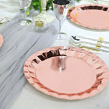 Geometric Metallic Rose Gold Foil Large Charger Paper Plates, Disposable Serving Party Plates