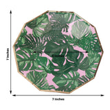 25 Pack | Tropical Palm Leaf 7inch Dessert Salad Paper Plates, Disposable Appetizer Plates Geometric