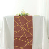 9ft Terracotta (Rust) With Gold Foil Geometric Pattern Table Runner