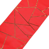 9ft Red With Gold Foil Geometric Pattern Table Runner