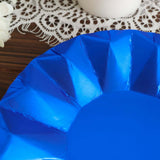 7inch Geometric Royal Blue Dessert Appetizer Paper Plates, Disposable Salad Party Plates - 400 GSM