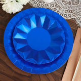 7inch Geometric Royal Blue Dessert Appetizer Paper Plates, Disposable Salad Party Plates - 400 GSM