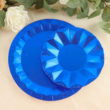 7inch Geometric Royal Blue Dessert Appetizer Paper Plates, Disposable Salad Party Plates - 400 GSM