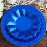 7inch Geometric Royal Blue Dessert Appetizer Paper Plates, Disposable Salad Party Plates - 400 GSM