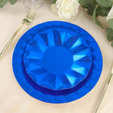 7inch Geometric Royal Blue Dessert Appetizer Paper Plates, Disposable Salad Party Plates - 400 GSM