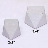 25 Pack | 3x4inch DIY Silver Glittered Geometric Wedding Favor Gift Box