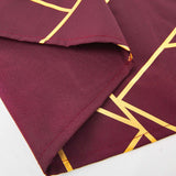 54"x54" Burgundy Polyester Square Overlay With Gold Foil Geometric Pattern