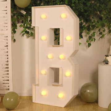 Giant LED Marquee Light Up Letter "B", White 4ft Pre-Cut Foam Board with 10 Warm White Battery Operated LEDs, Glue Gun and Sticks