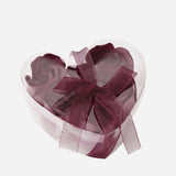 4 Pack | 24 Pcs Burgundy Scented Rose Soap Heart Shaped Party Favors With Gift Boxes And Ribbon