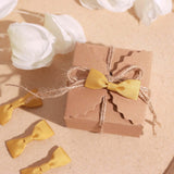 50 Pcs | 1.5inch Gold Grosgrain Pre Tied Ribbon Bows, Gift Basket Party Favor Bags Decor