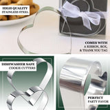 2pcs Stainless Steel Heart Shaped Cookie Biscuit Cutters Party Wedding Favors Set With Box - 2.5",3"