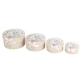 Set of 4 Blush Floral Round Nesting Gift Boxes With Lids#whtbkgd