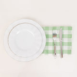 5 Pack White Sage Green Buffalo Plaid Cloth Dinner Napkins, Gingham Style