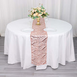 12x108inch Blush Rose Gold Wave Mesh Table Runner With Embroidered Sequins