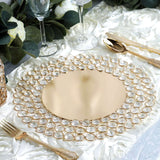 14inch Gold Wired Metal Acrylic Crystal Beaded Charger Plate